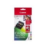 Canon cartridge CLI-526BK/C/M/Y multipack + PP-201 10x15cm 50l.